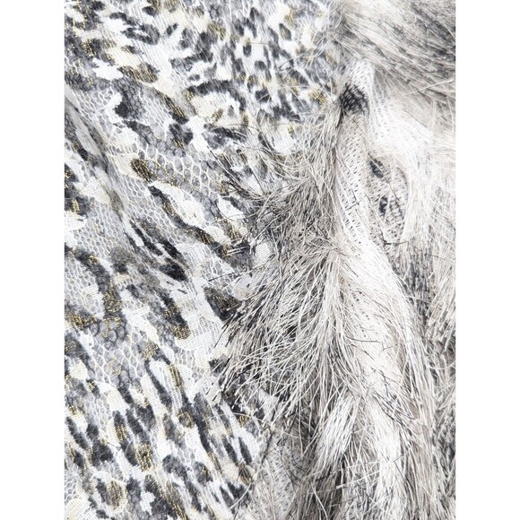 Alberto Makali Wool Black White Snow Leopard Fringe Waterfall Cardigan Size L - Picture 8 of 9